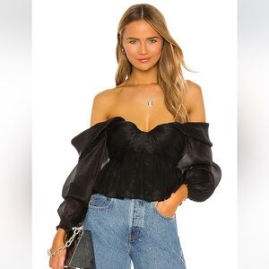 NWT House of Harlow 1960 x REVOLVE Burna Blouse in Black